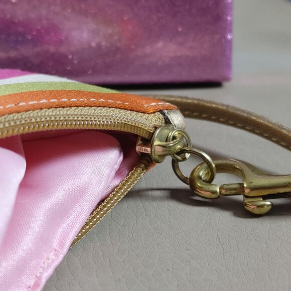 Coach Legacy Stripe Wristlet Leatherware Clutch Multicolor Colorful Small Bag - Picture 4 of 16